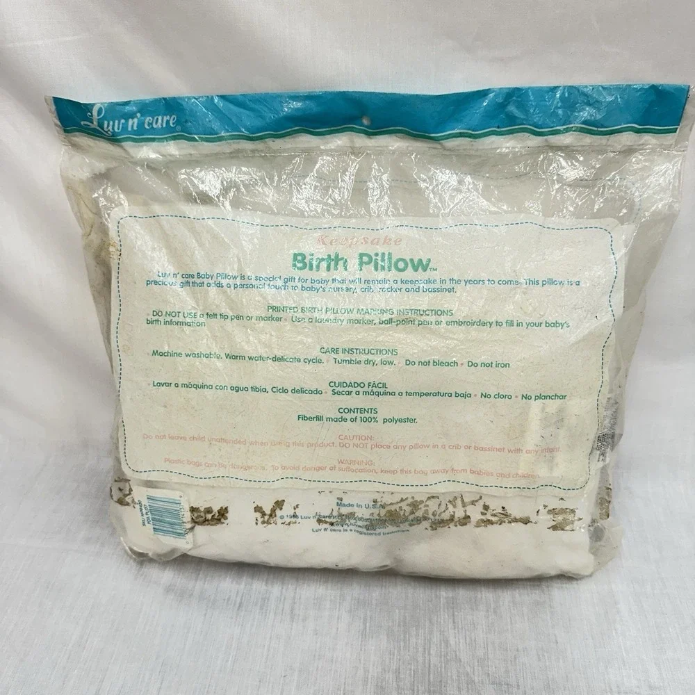 Baby Luv N' Care Birth Certificate Keepsake Pillow In Original Packaging New Vtg